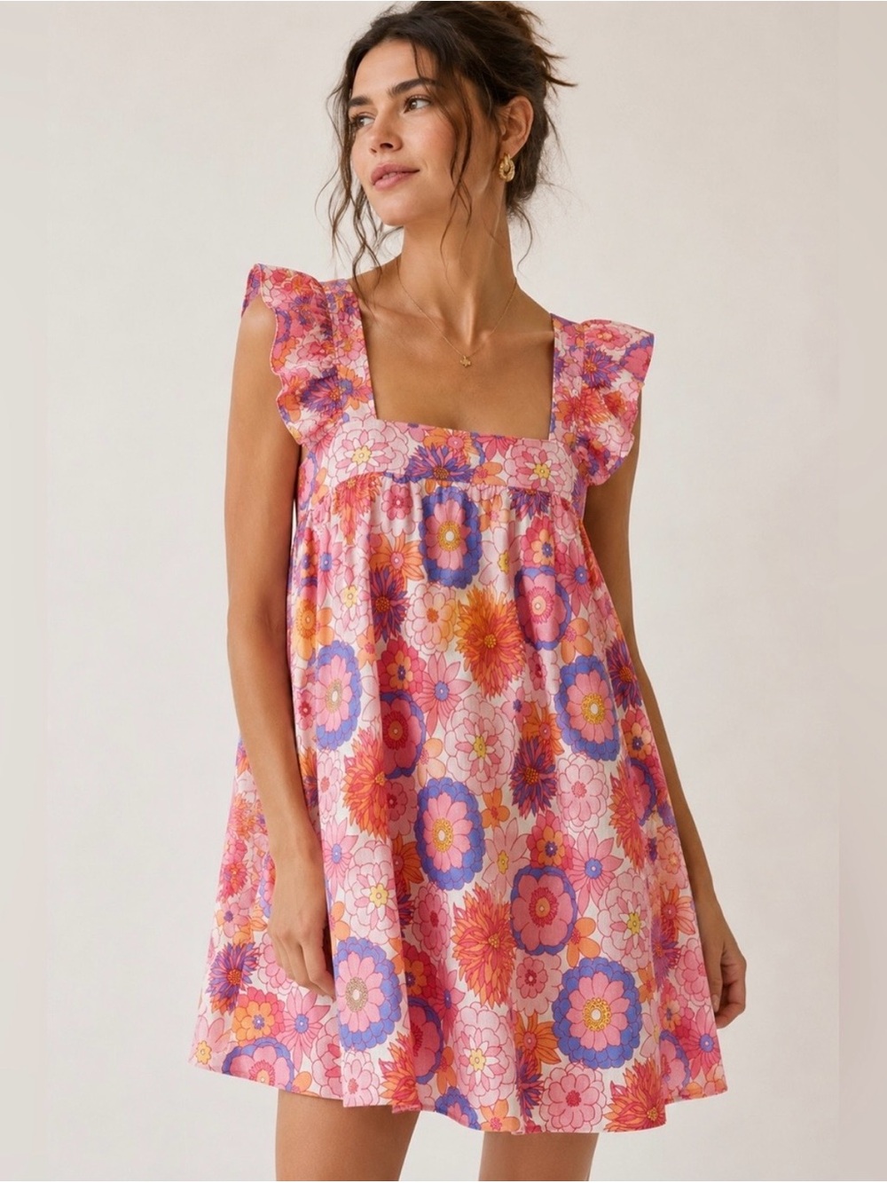 Tuckernuck Cameran Eubanks Floral Flutter-Sleeve Midi Dress size Large 🌸
